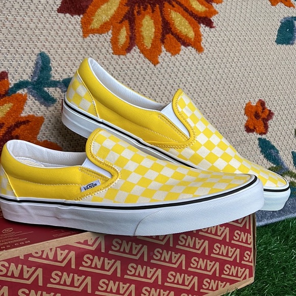 Vans Classic Slip On Checkerboard Cyber Yellow/True White Men’s sneakers - Picture 6 of 16